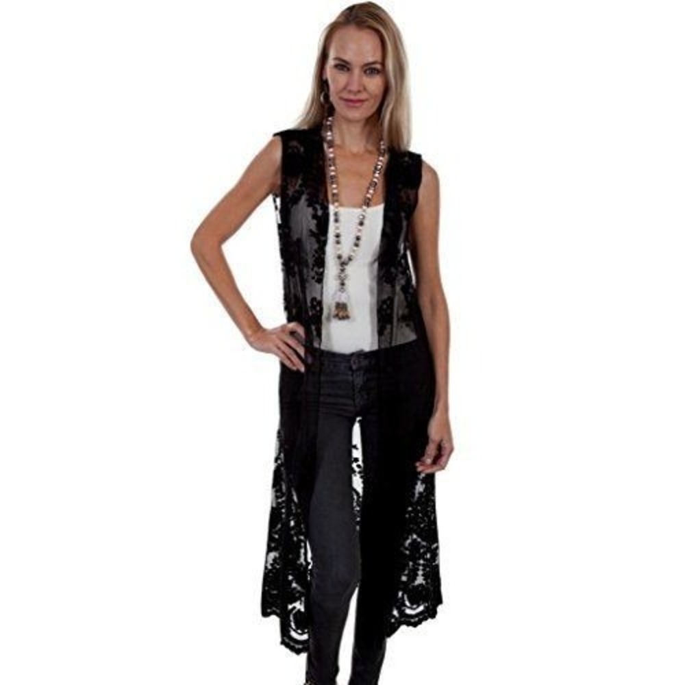Scully Women's Stevie Lace Duster Vest Black Medium Scully new